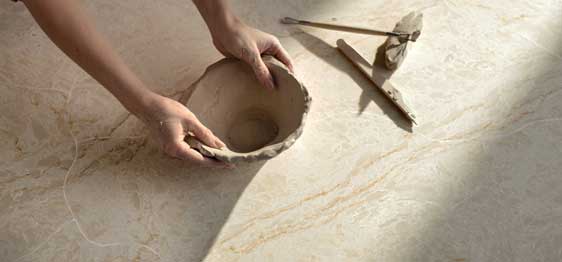 Caesarstone ICON Taj Whisper surface with clay